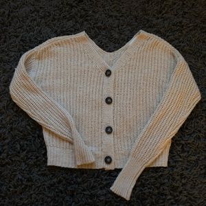 York & Hudson Crop Cardigan Sweater, Size XS In Cream